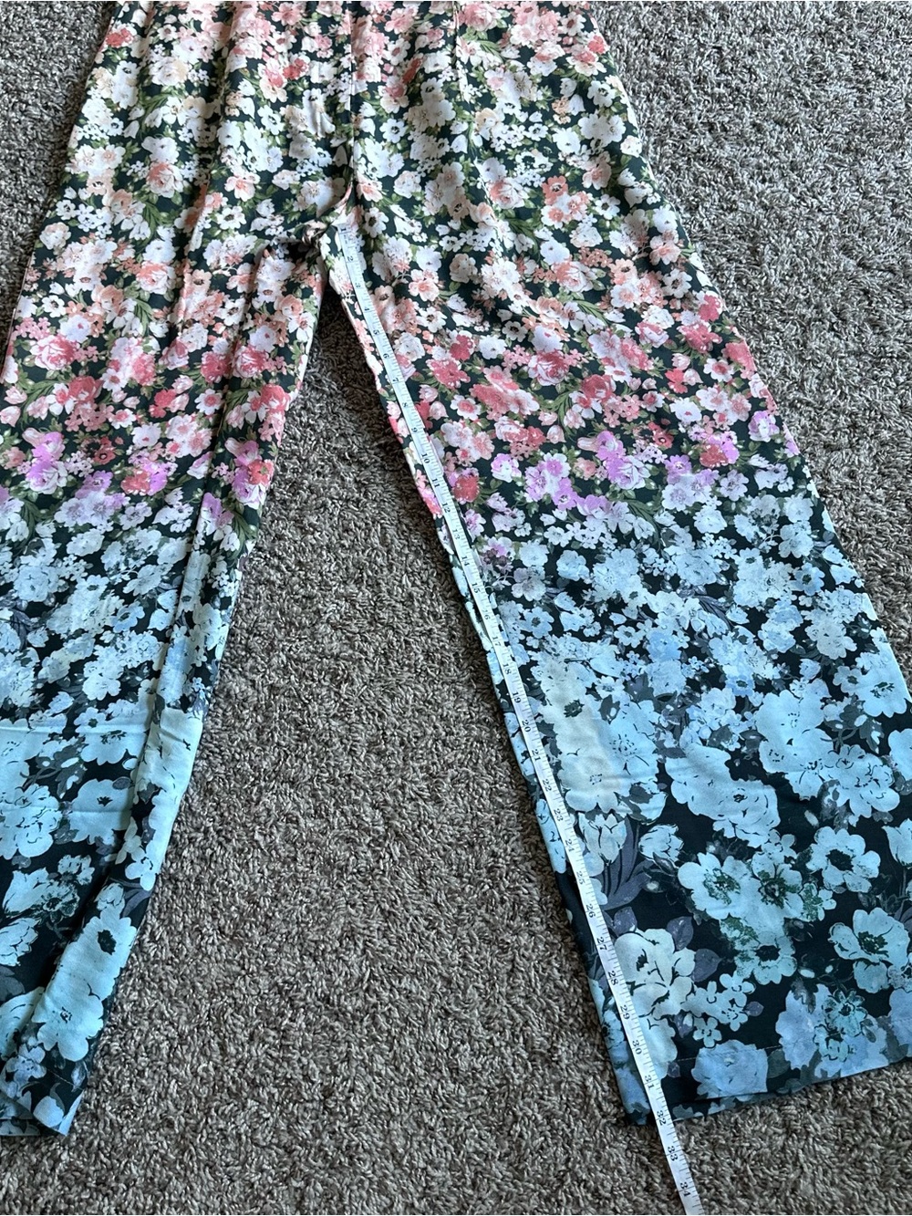 REISS Floral Wide-Leg Pants in Blue and Pink - Picture 7 of 8